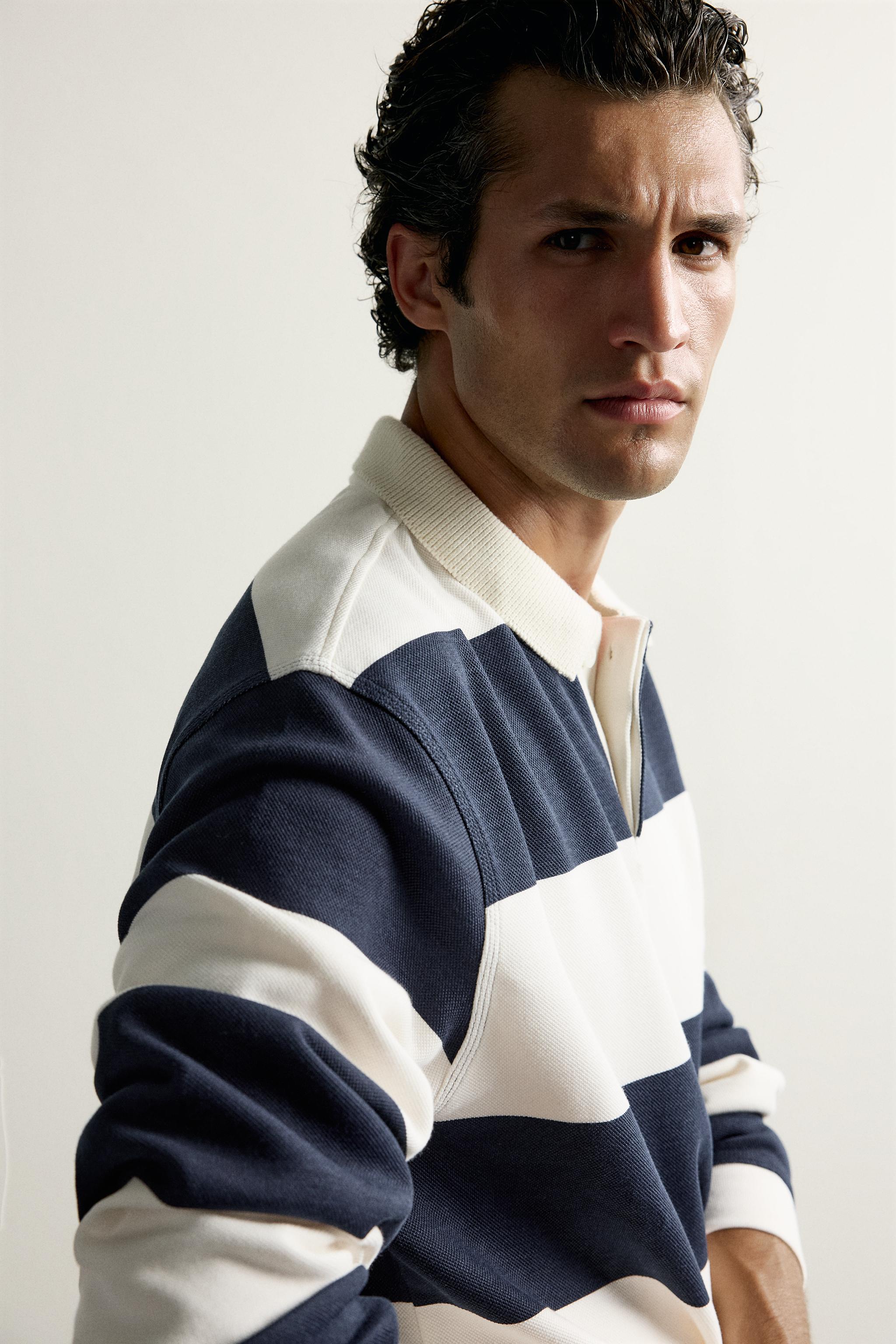 POLO EN PIQUÉ À RAYURES RELAXED FIT